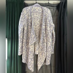 UGG Women's Phoebe Wrap Open Draped Cardigan Cloudy Grey Leopard Size XL